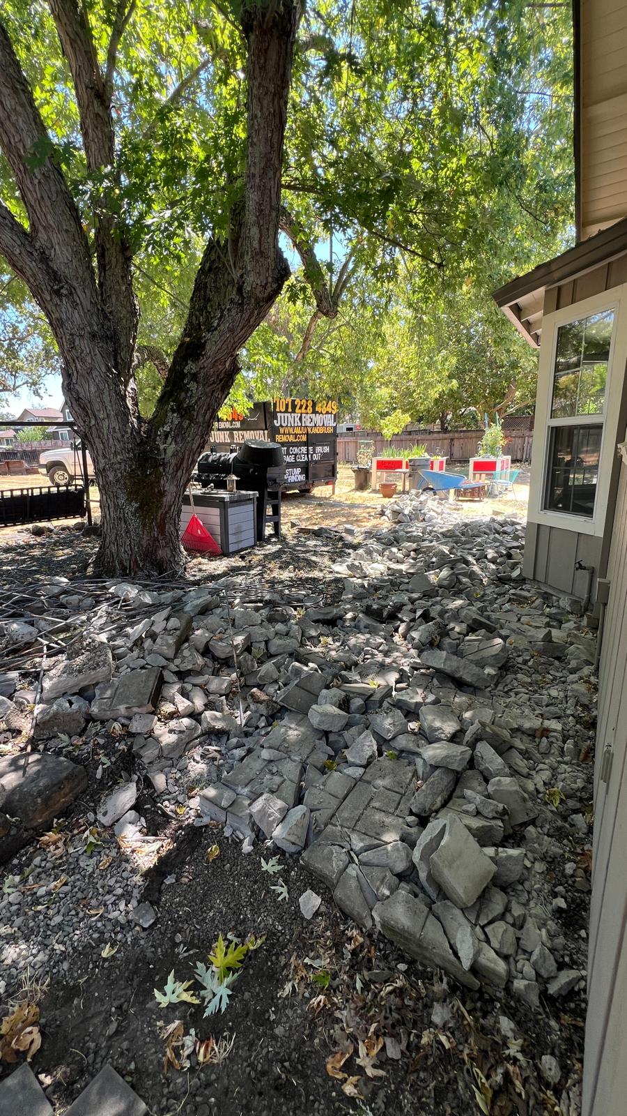Before concrete removal in Healdsburg backyard